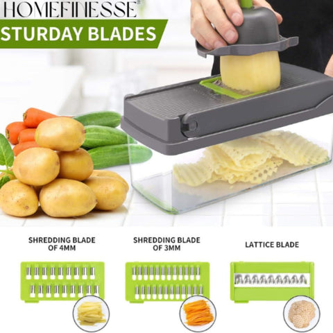 16 IN1 Mandoline Slicer Veggie Food Chopper Vegetable Cutter Tomato Carrot Grater Cheese French Onion Shredders Kitchen Tool