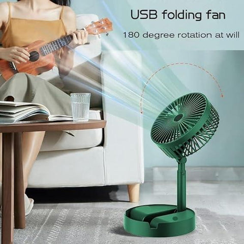 3 Speed Big size Rechargeable Mini Folding Telescopic Fan USB Rechargeable Floor Fan for Student Dormitory Home Outdoor Camping Office Small Desktop mini Fan