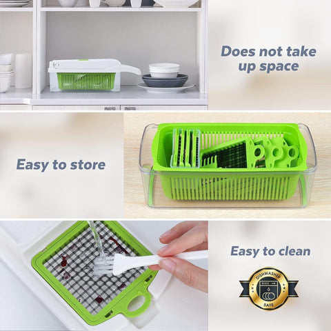 16 IN1 Mandoline Slicer Veggie Food Chopper Vegetable Cutter Tomato Carrot Grater Cheese French Onion Shredders Kitchen Tool