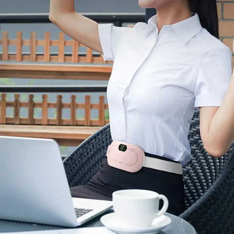 Electric Period Cramp Massager Vibrator Heating Belt for Menstrual Relief Pain Waist Stomach Warming Women