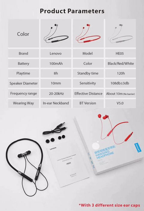 LENOVO HE05 NECKBAND HEADPHONE
